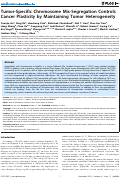 Cover page: Tumor-Specific Chromosome Mis-Segregation Controls Cancer Plasticity by Maintaining Tumor Heterogeneity