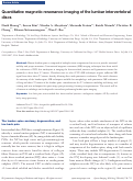 Cover page: Quantitative magnetic resonance imaging of the lumbar intervertebral discs