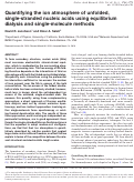 Cover page: Quantifying the ion atmosphere of unfolded, single-stranded nucleic acids using equilibrium dialysis and single-molecule methods