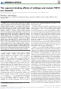 Cover page: The capsaicin binding affinity of wildtype and mutant TRPV1 ion channels.