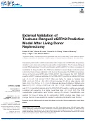 Cover page: External Validation of Toulouse-Rangueil eGFR12 Prediction Model After Living Donor Nephrectomy.