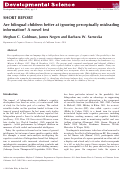 Cover page: Are bilingual children better at ignoring perceptually misleading information? A novel test