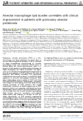 Cover page: Alveolar macrophage lipid burden correlates with clinical improvement in patients with pulmonary alveolar proteinosis.