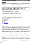 Cover page: Preliminary Validity and Acceptability of Motion Tape for Measuring Low Back Movement: Mixed Methods Study.