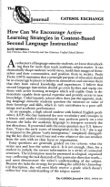 Cover page: How Can We Encourage Active Learning Strategies in Content-Based Second Language Instruction?