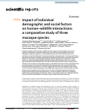 Cover page: Impact of individual demographic and social factors on human-wildlife interactions: a comparative study of three macaque species.