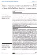 Cover page: A novel misoprostol delivery system for induction of labor: clinical utility and patient considerations