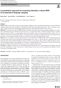 Cover page: A quantitative approach for measuring laterality in clinical fMRI for preoperative language mapping