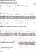 Cover page of Humeral Stem Design in Reverse Total Shoulder Arthroplasty.