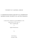 Cover page: A computational geometric approach for an ensemble-based topological entropy calculation in two and three dimensions