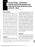 Cover page: Estrogen therapy – relationship to longevity and prevalent dementia in the oldest-old: the Leisure World Cohort Study and the 90+ Study