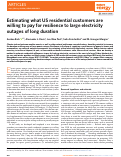 Cover page: Estimating what US residential customers are willing to pay for resilience to large electricity outages of long duration