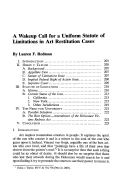 Cover page: A Wakeup Call for a Uniform Statute of Limitations in Art Restitution Cases