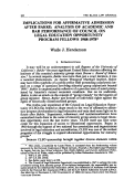 Cover page: Implications for Affirmative Admission after Bakke: Analysis of Academic and Bar Performance of Council on Legal Education Opportunity Program Fellows 1968-1978