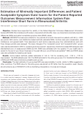 Cover page: Estimation of Minimally Important Differences and Patient Acceptable Symptom State Scores for the Patient‐Reported Outcomes Measurement Information System Pain Interference Short Form in Rheumatoid Arthritis