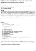 Cover page: Metal complex strategies for photo-uncaging the small molecule bioregulators nitric oxide and carbon monoxide