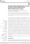 Cover page: Selective Brain Hypothermia in Acute Ischemic Stroke: Reperfusion Without Reperfusion Injury