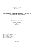 Cover page: Understanding Charge Transport in Polymers for Thermoelectric Applications