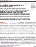 Cover page: Global importance of Indigenous Peoples, their lands, and knowledge systems for saving the world’s primates from extinction