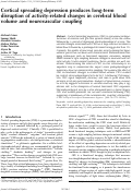 Cover page: Cortical spreading depression produces long-term disruption of activity-related changes in cerebral blood volume and neurovascular coupling