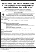 Cover page: Substance Use and Adherence to HIV Preexposure Prophylaxis for Men Who Have Sex with Men - Volume 24, Number 12—December 2018 - Emerging Infectious Diseases journal - CDC