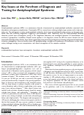 Cover page: Key Issues at the Forefront of Diagnosis and Testing for Antiphospholipid Syndrome.