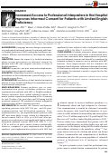 Cover page: Increased Access to Professional Interpreters in the Hospital Improves Informed Consent for Patients with Limited English Proficiency