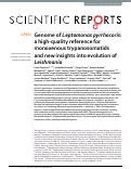 Cover page: Genome of Leptomonas pyrrhocoris: a high-quality reference for monoxenous trypanosomatids and new insights into evolution of Leishmania