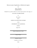 Cover page: Macroeconomic Implications of Behavioral Agents