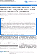 Cover page: Behavioral and transcriptome alterations in male and female mice with postnatal deletion of TrkB in dorsal striatal medium spiny neurons