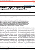 Cover page: Synaptic ribbon dynamics after noise exposure in the hearing cochlea.