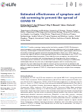 Cover page: Estimated effectiveness of symptom and risk screening to prevent the spread of COVID-19