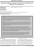 Cover page: Misunderstanding the Match: Do Students Create Rank Lists Based on True Preferences?