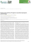 Cover page: Plants meet machines: Prospects in machine learning for plant biology