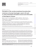 Cover page: Disruption of the nuclear membrane by perinuclear inclusions of mutant huntingtin causes cell-cycle re-entry and striatal cell death in mouse and cell models of Huntington's disease.