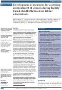 Cover page: Development of measures for assessing mistreatment of women during facility-based childbirth based on labour observations