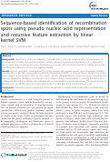 Cover page: Sequence-based identification of recombination spots using pseudo nucleic acid representation and recursive feature extraction by linear kernel SVM