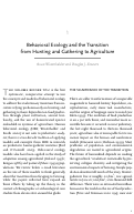 Cover page: Behavioral Ecology and the Transition from Hunting and Gathering to Agriculture