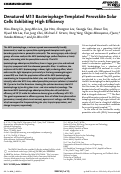 Cover page: Denatured M13 Bacteriophage‐Templated Perovskite Solar Cells Exhibiting High Efficiency