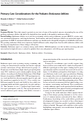 Cover page: Primary Care Considerations for the Pediatric Endurance Athlete.