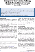 Cover page: Strategies for Incorporating Radiology into Early Medical School Curricula