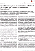 Cover page: Quantitative Tagless Copurification: A Method to Validate and Identify Protein-Protein Interactions*