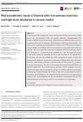 Cover page: Pharmacokinetic study of thymol after intravenous injection and high‐dose inhalation in mouse model