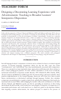 Cover page: Designing a Decentering Learning Experience with Advertisements: Teaching to Broaden Learners’ Interpretive Disposition