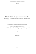 Cover page: Efficient Radio Communication for Energy Constrained Sensor Networks