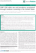 Cover page: FMR1 CGG allele size and prevalence ascertained through newborn screening in the United States