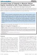 Cover page: Terrestrial Origin of Viviparity in Mesozoic Marine Reptiles Indicated by Early Triassic Embryonic Fossils