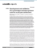 Cover page: Development and validation of a cynomolgus macaque grimace scale for acute pain assessment