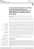 Cover page: Comparative Assessment of Heart Rate Variability Obtained via Ambulatory ECG and Polar Heart Rate Monitors in Healthy Cats: A Pilot Study