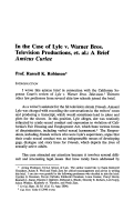 Cover page: In the Case of <em>Lyle v. Warner Bros. Television Productions, et. al.</em>: A Brief <em>Amicus Curiae</em>